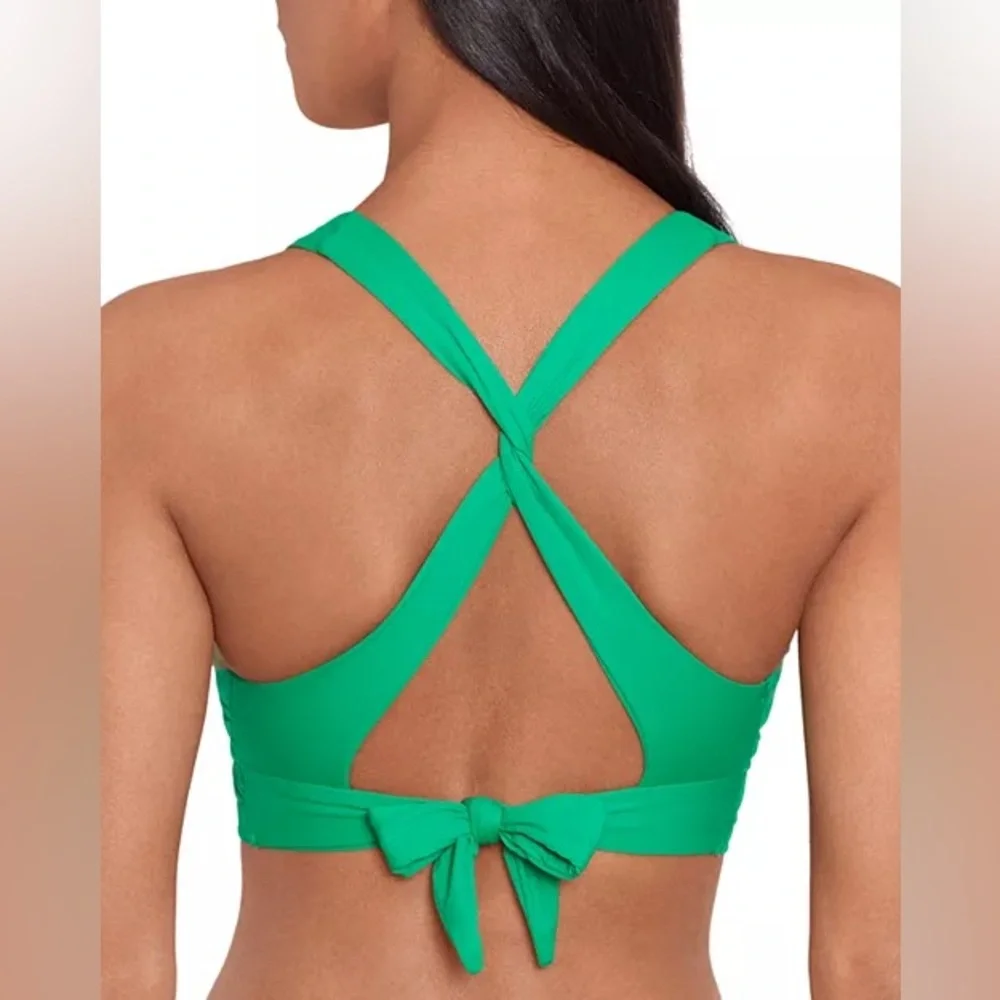 Lauren Ralph Lauren Twist Back Bikini Top in Green Size 8 New